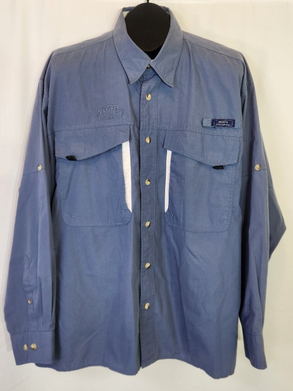 Regatta Sport Adventure Wear Fishing Shirt Men’s XL Long Sleeve Vented Blue